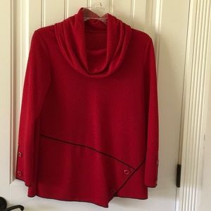 Red cowl neck top